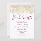 Bachelorette Party Gold Glitter Burgundy Invite (Front)