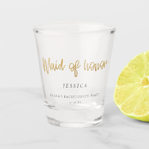 Bachelorette Party Gold Glitter Maid Of Honor Shot Glass