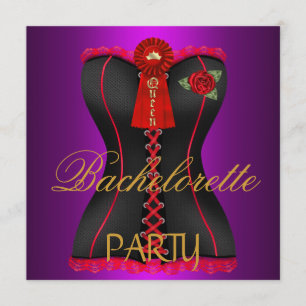 Bachelorette Party Gold Magenta Black Red Corset Invitation