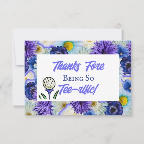 Bachelorette Party Golf Blue Floral Last Swing Thank You Card