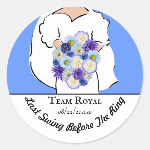 Bachelorette Party Golf Blue Flowers Personalize Classic Round Sticker