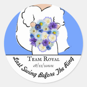 Bachelorette Party Golf Blue Flowers Personalize Classic Round Sticker