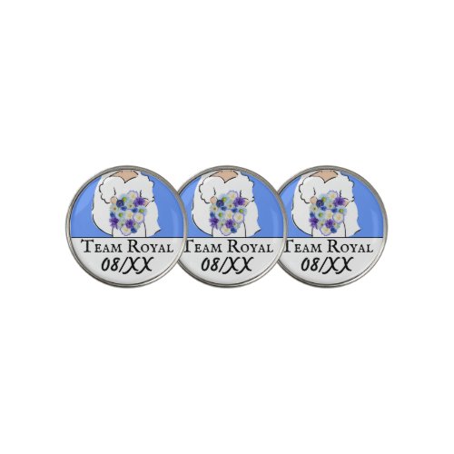Bachelorette Party Golf Blue Flowers Personalized Golf Ball Marker