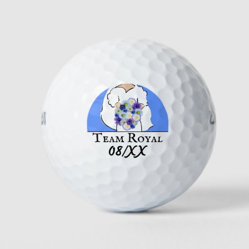 Bachelorette Party Golf Blue Flowers Personalized Golf Balls