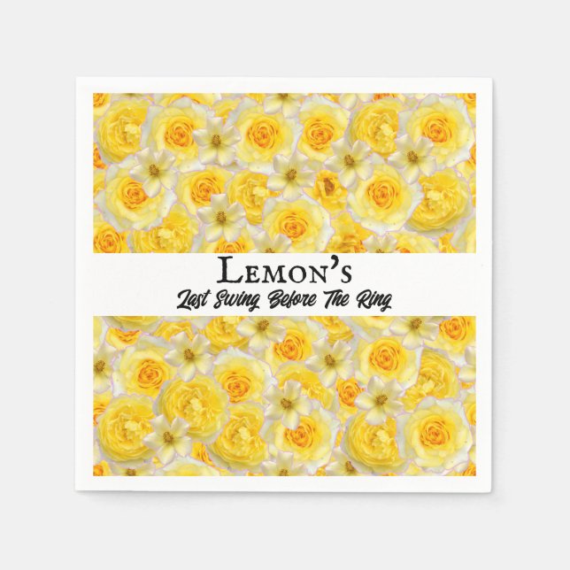 Bachelorette Party Golf Bridal Shower Lemon Yellow Napkins (Front)