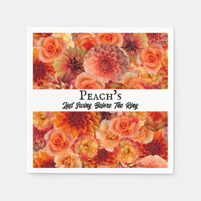 Bachelorette Party Golf Bridal Shower Peach Orange Napkins (Front)