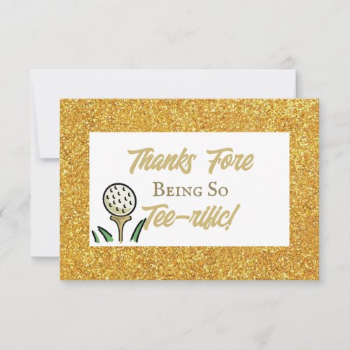 Bachelorette Party Golf Gold Glitter Last Swing Thank You Card