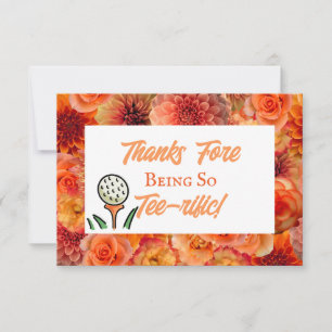Bachelorette Party Golf Peach Floral Last Swing Thank You Card