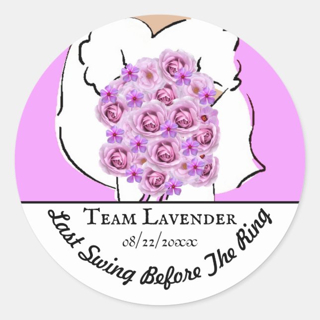 Bachelorette Party Golf Purple Flowers Personalize Classic Round Sticker (Front)