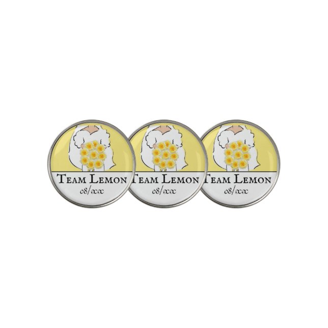 Bachelorette Party Golf Yellow Flowers Personalize Ball Marker (3 Up)