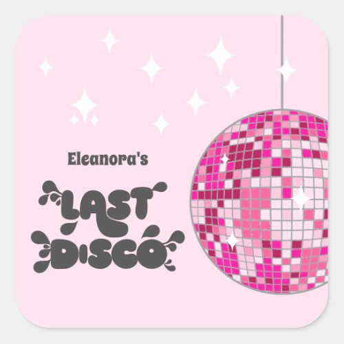 Bachelorette Party Groovy Last Disco Favor Square Sticker