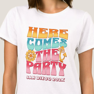 Bachelorette Party Groovy Retro Wavy Bridesmaid T-Shirt