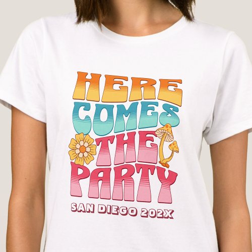Bachelorette Party Groovy Retro Wavy Bridesmaid T_Shirt