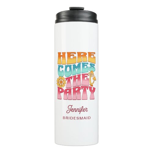 Bachelorette Party Groovy Retro Wavy Bridesmaid Thermal Tumbler