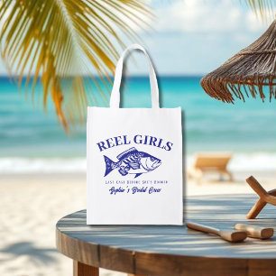 Bachelorette Party Hawaiian Reel Girls Blue Grocery Bag
