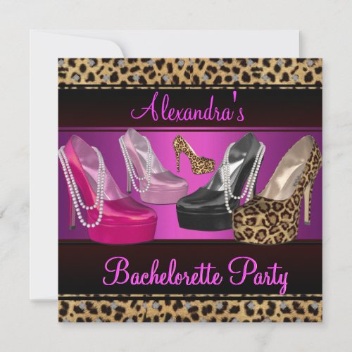 Bachelorette Party Hi Heel Shoes Bright Pink Announcement