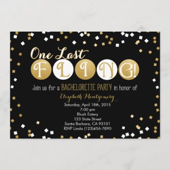 Bachelorette Party Invitation Black And Gold by Pixabelle at Zazzle