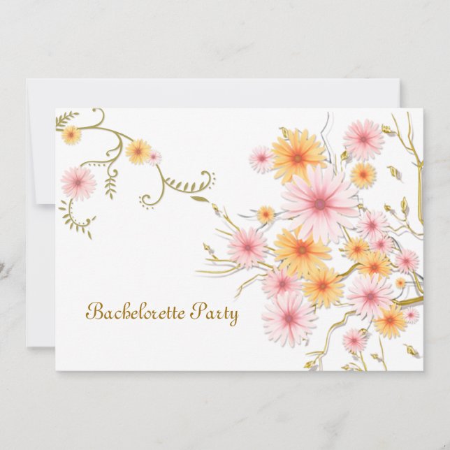 Bachelorette party Invitation card - daisy flowers (Front)