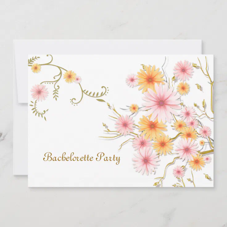 Bachelorette party Invitation card - daisy flowers | Zazzle