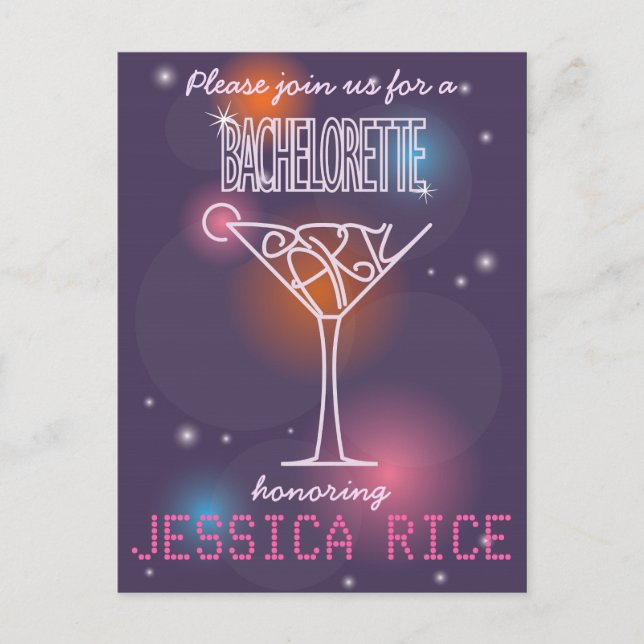Bachelorette party invitation design postcard (Front)