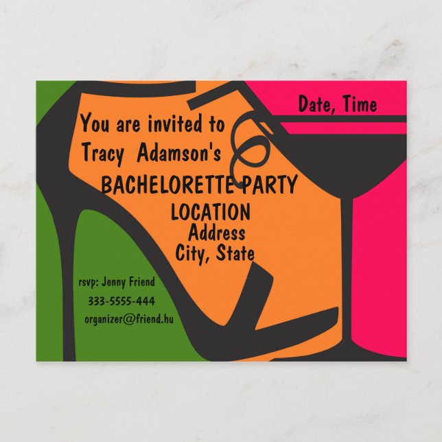 Bachelorette Party invitation design Postcard (Front)