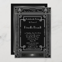 Bachelorette party invitation, great Gatsby,silver