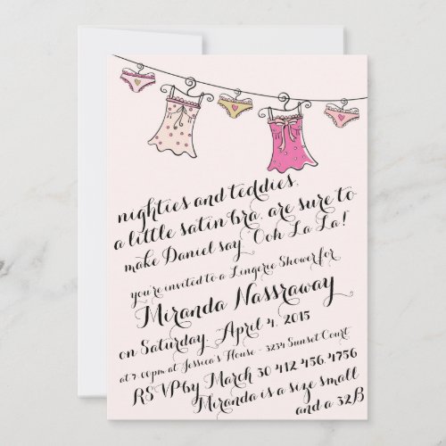 BACHELORETTE PARTY INVITATION  LINGERIE SHOWER