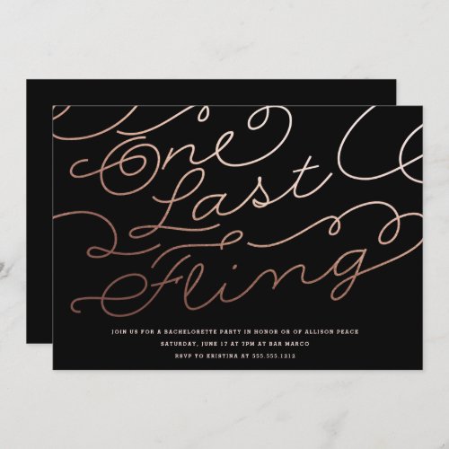 BACHELORETTE PARTY INVITATION  one last fling