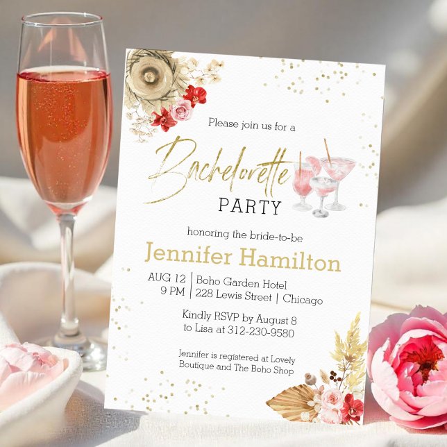 Bachelorette Party Invitation | Watercolor Boho (Creator Uploaded)