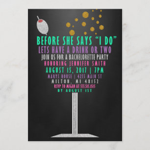 Bachelorette Party Invitations - Glitter