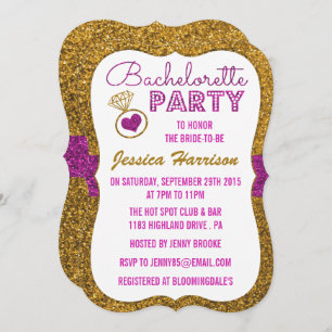 Bachelorette Party Invitations - Glitter Effect