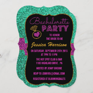 Bachelorette Party Invitations - Glitter Effect