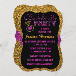 Bachelorette Party Invitations - Glitter Effect