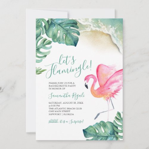 Bachelorette Party Invitations Tropical Famingo