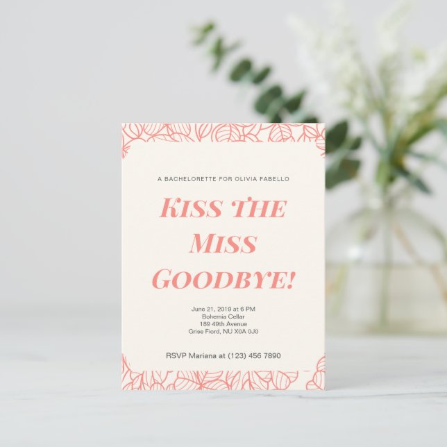 Bachelorette Party Invite,Bridal Shower Postcard (Standing Front)