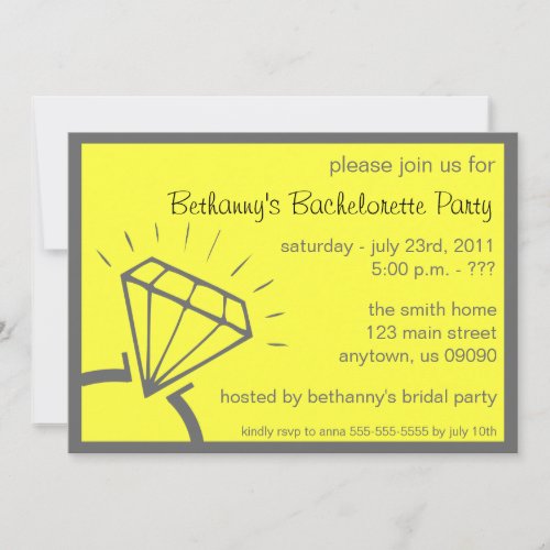 Bachelorette Party Invite (Diamond Ring Yellow)
