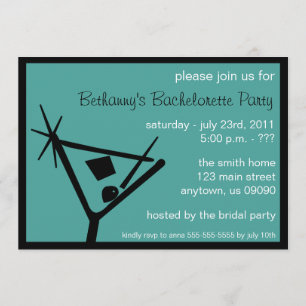 Bachelorette Party Invite Martini Glass (Teal)