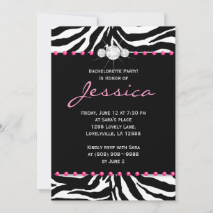 Bachelorette Party Invite Zebra Pink Jewelry 8