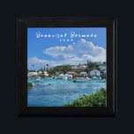 Bachelorette Party Island Life Gift Box<br><div class="desc">Perfect for a commemorative island destination Bachelorette Party favor. Escape to the serene beauty of island living with our stunning photograph, showcasing a tranquil island inlet embraced by turquoise waters and dotted with charming small boats. Against the backdrop of convective clouds painting the sky, colorful houses add a vibrant touch...</div>