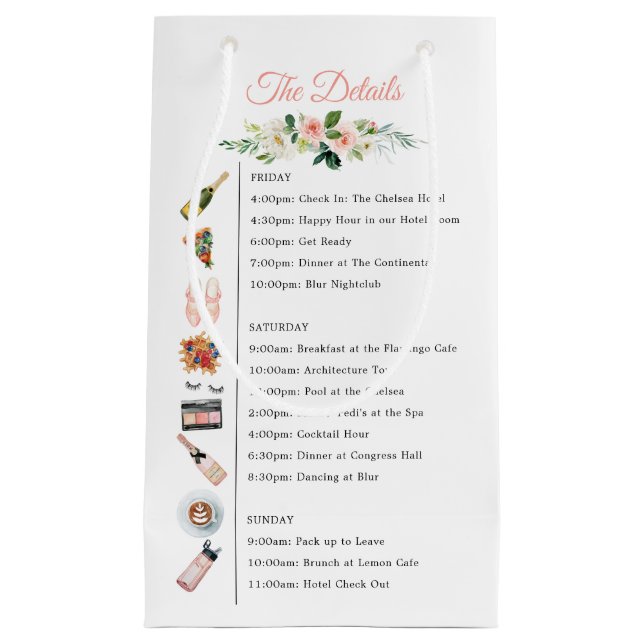 Bachelorette Party Itinerary Favor Bag (Front)