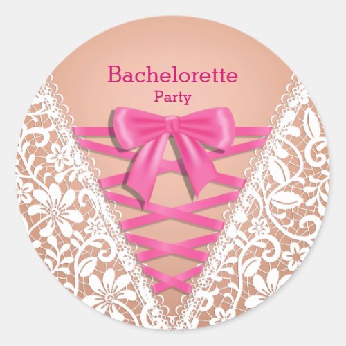 Bachelorette Party Lace Lingerie Corset Classic Round Sticker