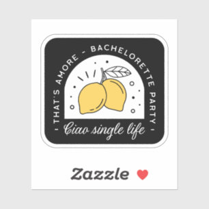 Bachelorette party lemon fruit theme black yellow sticker