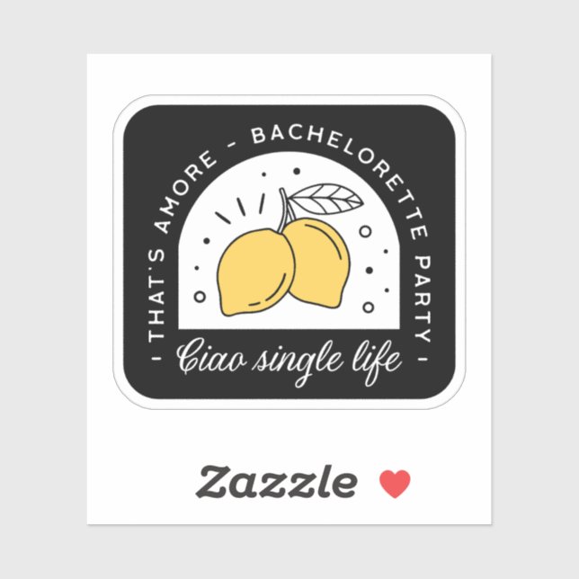 Bachelorette party lemon fruit theme black yellow sticker (Sheet)