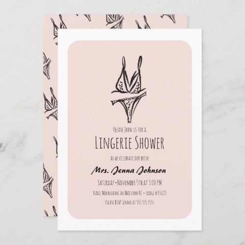 Bachelorette Party Lingerie Bridal Shower Blush  Invitation