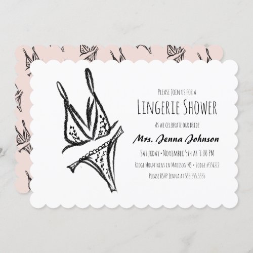 Bachelorette Party Lingerie Bridal Shower Lace Invitation