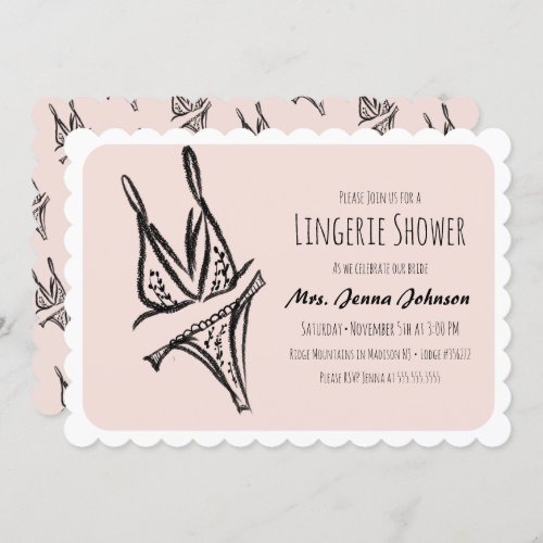 Bachelorette Party Lingerie Bridal Shower Pink Invitation