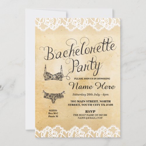 Bachelorette Party Lingerie Shower Bridal Invite