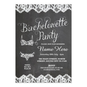 Black /& White Bachelorette PartyLingerie Shower Invitation