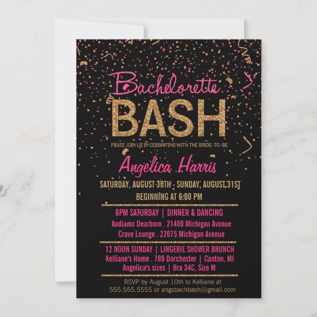  Bachelorette Party/ Lingerie Shower Weekend Plan  Invitation (Front)