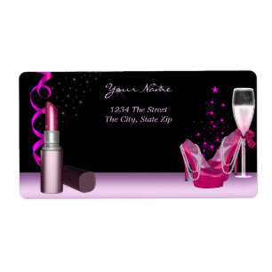 Bachelorette Party Lipstick Pink Shoes Champagne Label